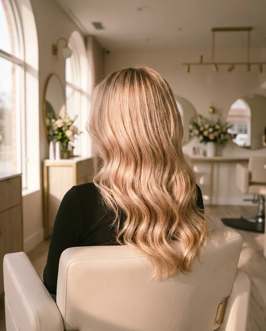 Balayage blond, vedere din spate