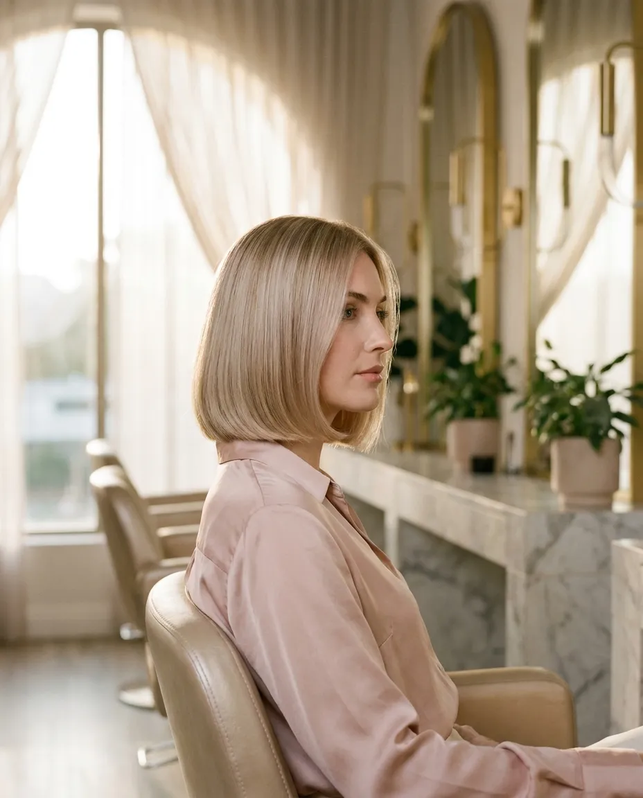 Balayage blond, bob modern — Salon Lumière